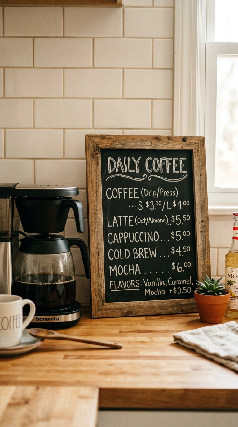 001 Chalkboard Menu Sign A small chalkboard sign in a