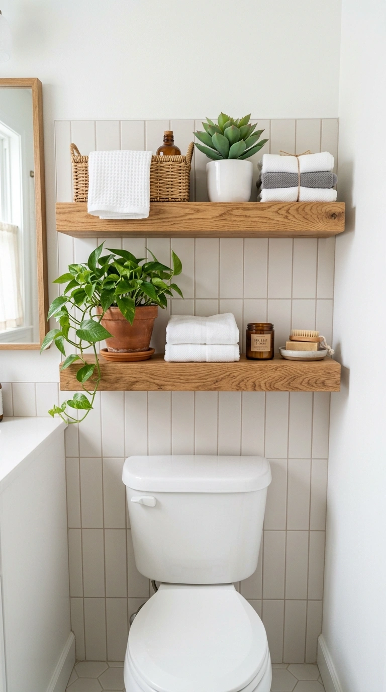 001 Floating Wood Shelves Two wood floating shelves mo