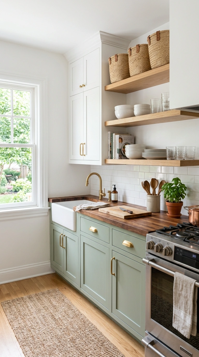 001 Soft Sage Green Cabinets A bright kitchen with sag