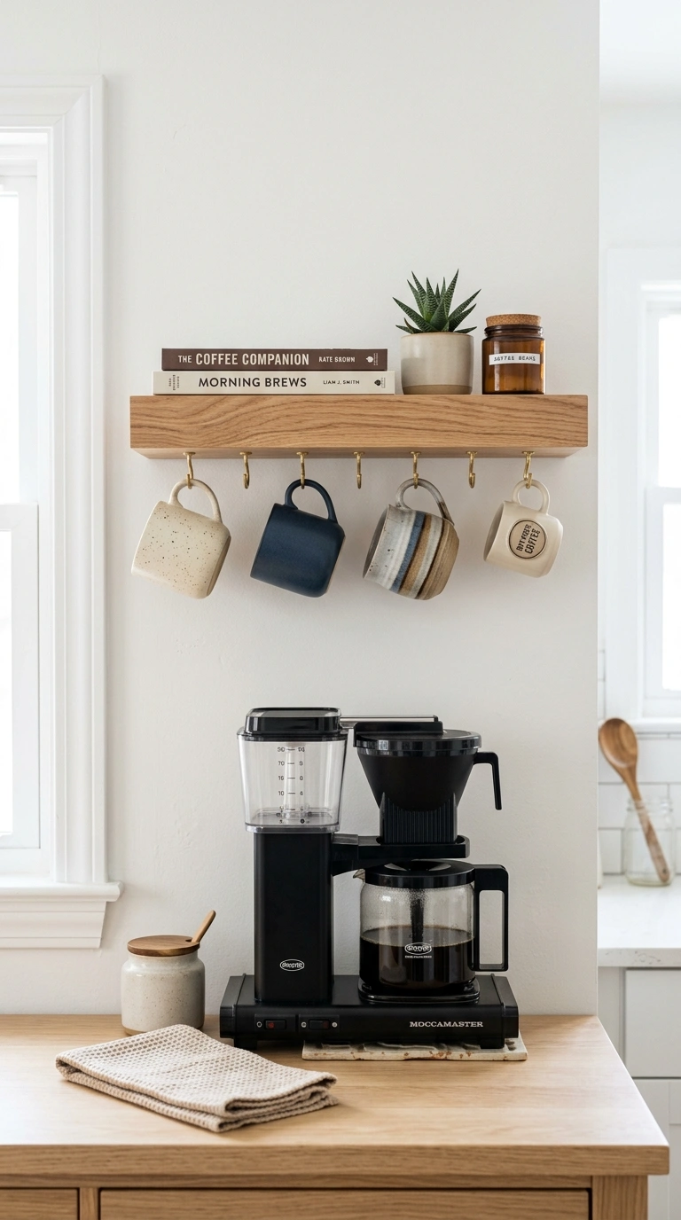 001 Wall Mounted Coffee Shelf A wood floating shelf mo