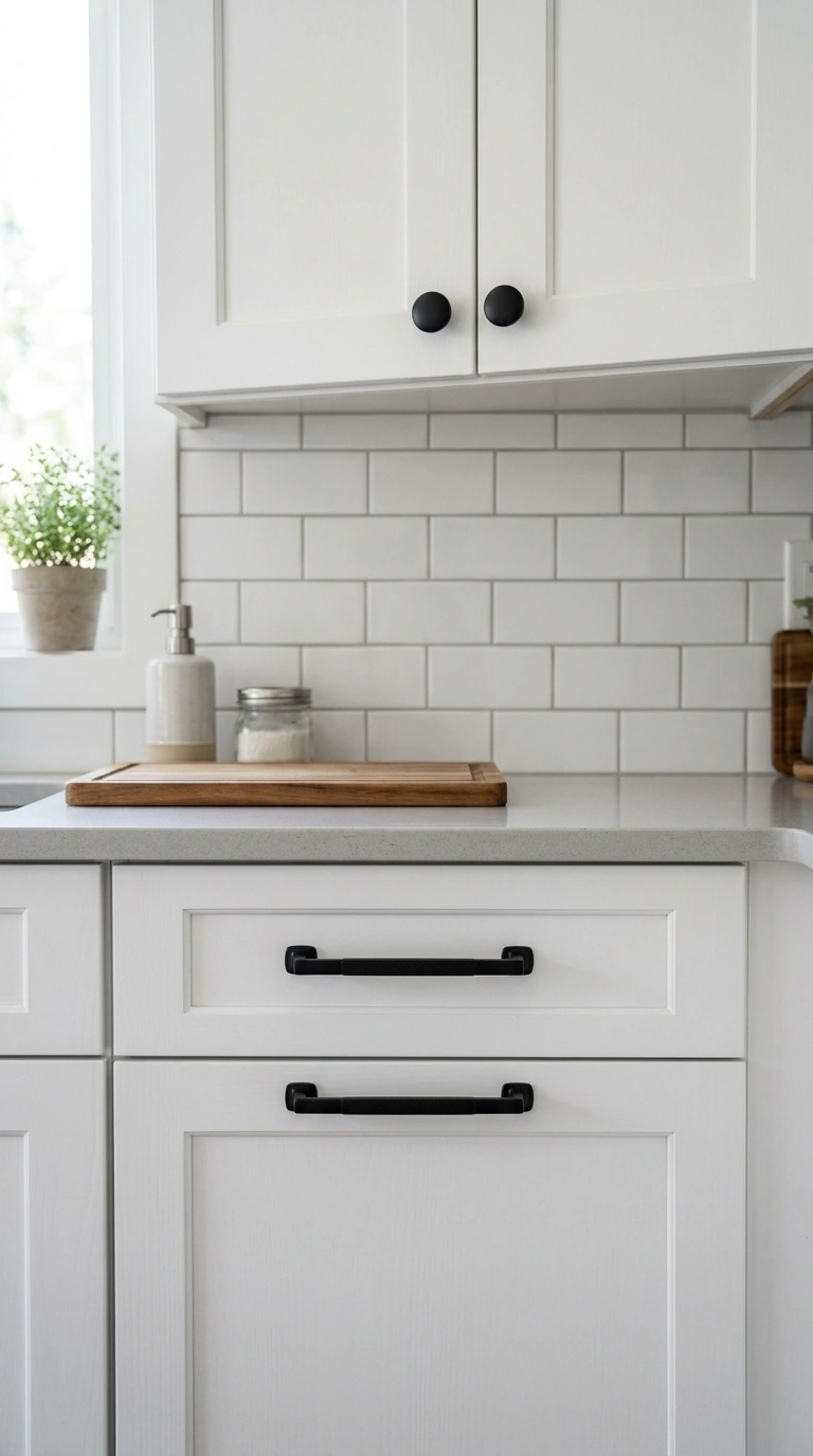 24 Simple Kitchen Makeover Ideas for DIY and Budget-Friendly Updates 3 002 Add New Hardware Close view of white kitchen cabin