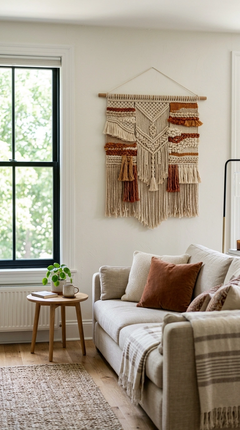 002 Add Textured Wall Art A large woven wall hanging i