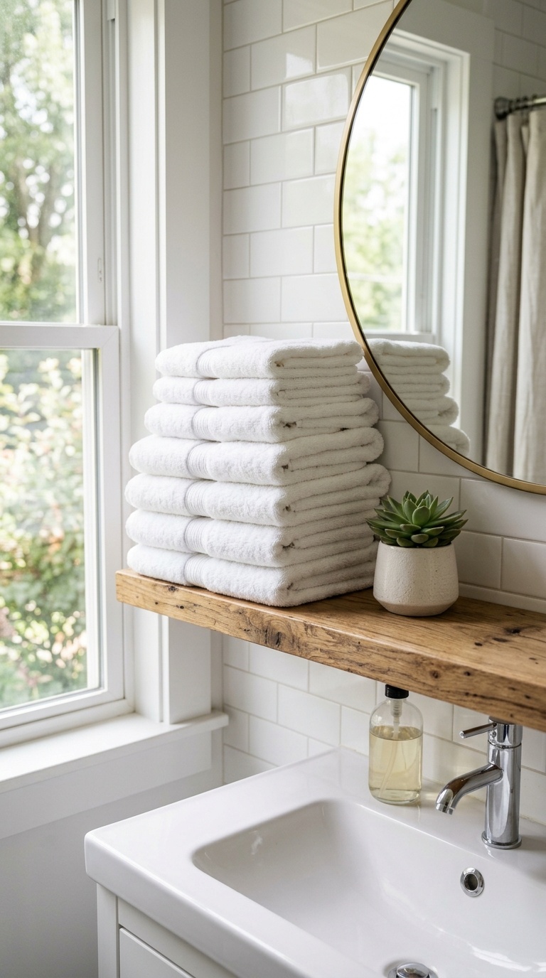 25 Bathroom Decor Ideas to Transform Your Space on a Budget 3 002 Fresh White Towels A neat stack of plush white bat