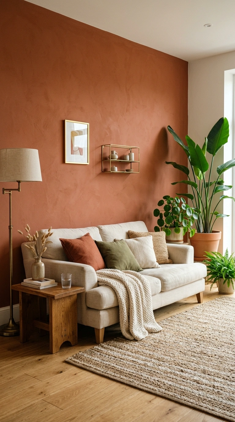 19 Stylish Living Room Ideas for a Home That Feels Put Together 3 002 Warm Terracotta Wall A living room with a terracot