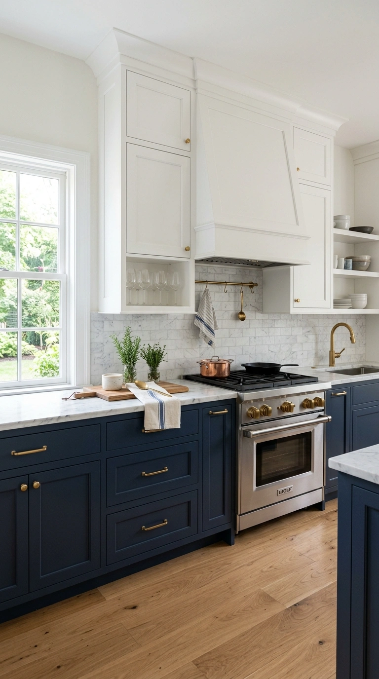 003 Classic Navy White A kitchen with deep navy lower