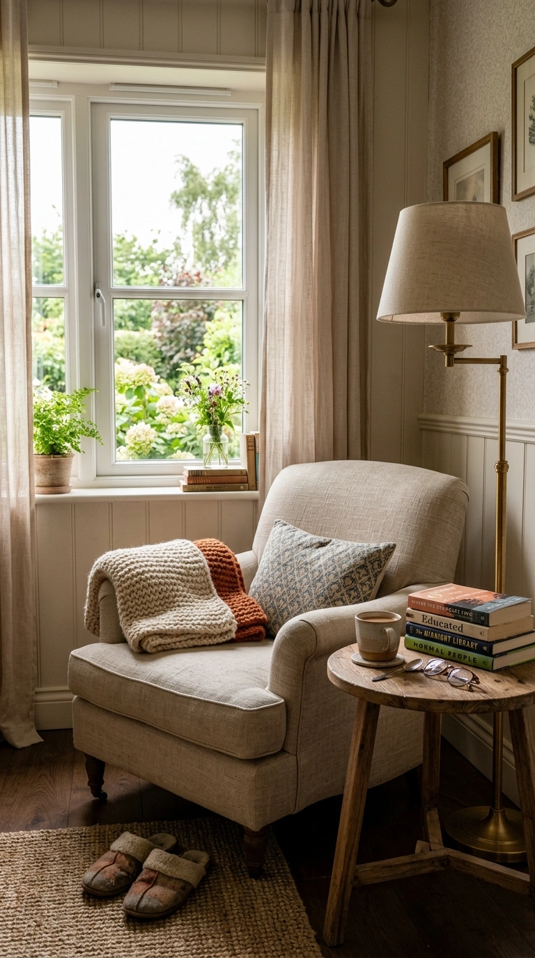 19 Stylish Living Room Ideas for a Home That Feels Put Together 4 003 Cozy Reading Nook A cozy corner with a comfortable