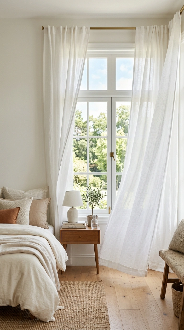 25 Seasonal Decor Ideas to Keep Your Home Feeling Fresh All Year 4 003 Light Linen Curtains A bedroom window with white u