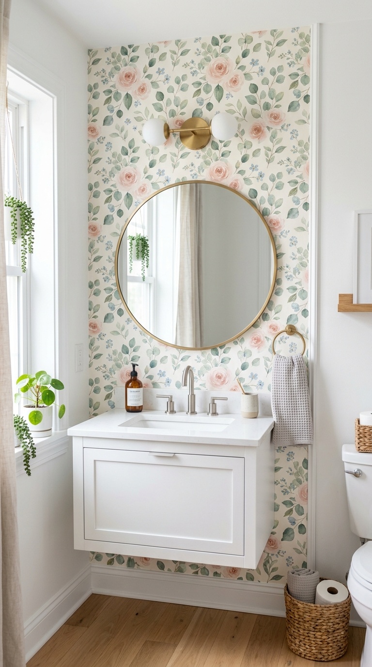 25 Bathroom Decor Ideas to Transform Your Space on a Budget 4 003 Peel and Stick Wallpaper A small bathroom accent w