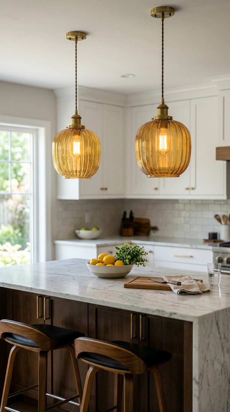 003 Vintage Pendant Lighting A modern kitchen island w
