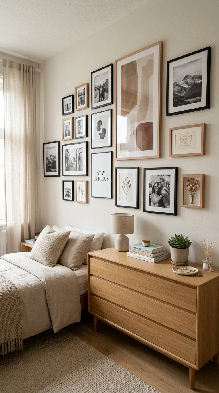 004 Gallery Wall Frames A bedroom wall above a dresser