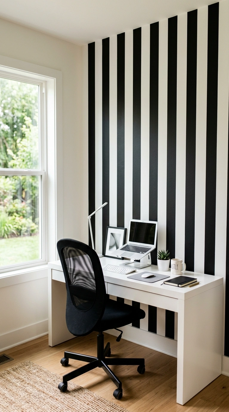 004 Graphic Wall Stripes A home office with one accent
