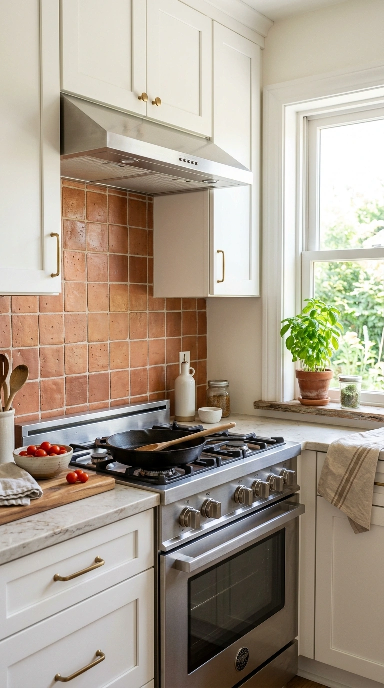 004 Terracotta Tile Accent A kitchen with a terracotta