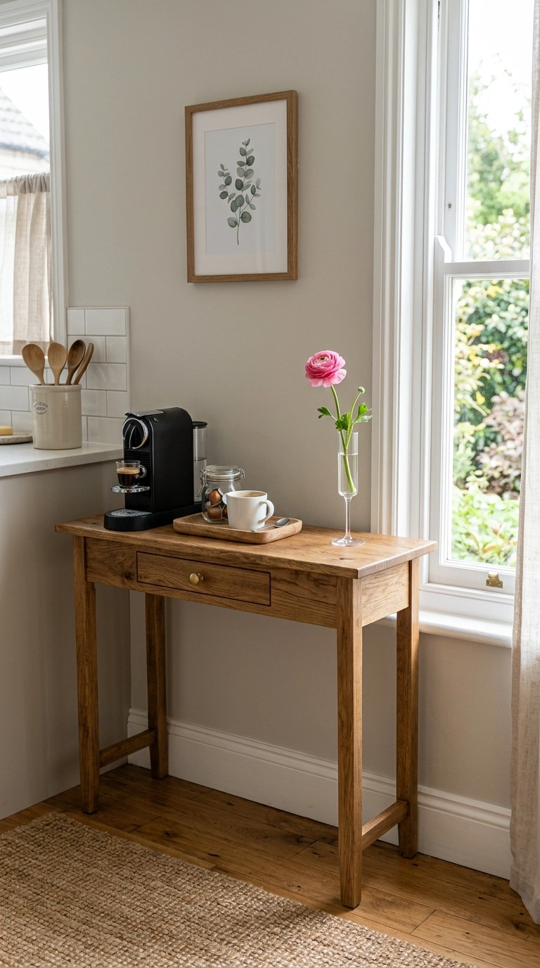 005 Narrow Console Table A slim wooden console table a