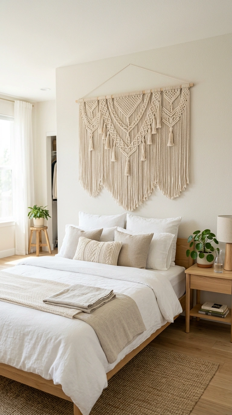 005 Woven Wall Hanging A large cream macrame wall hang