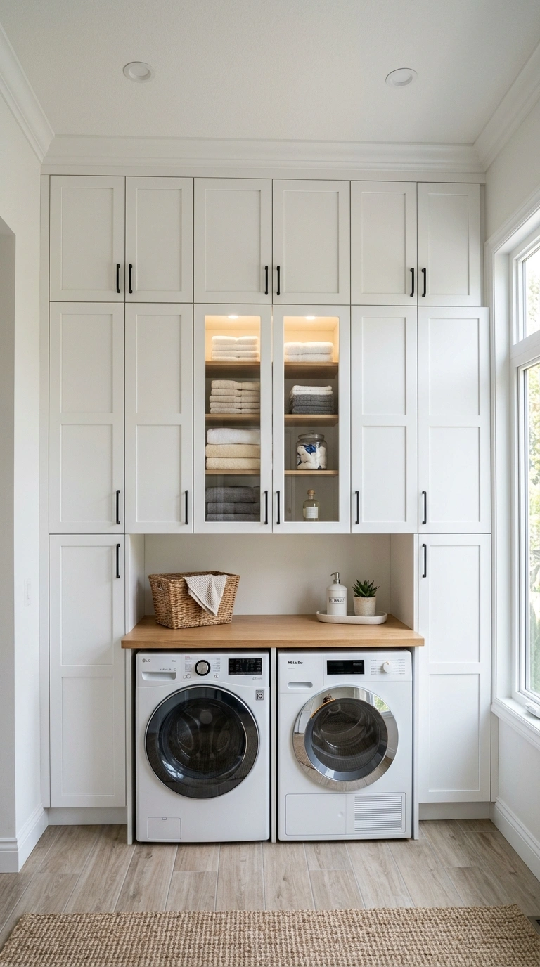20 Laundry Room Ideas for Smarter Storage and Easier Laundry Days 7 006 Cabinet Storage Wall A full wall of white shaker s