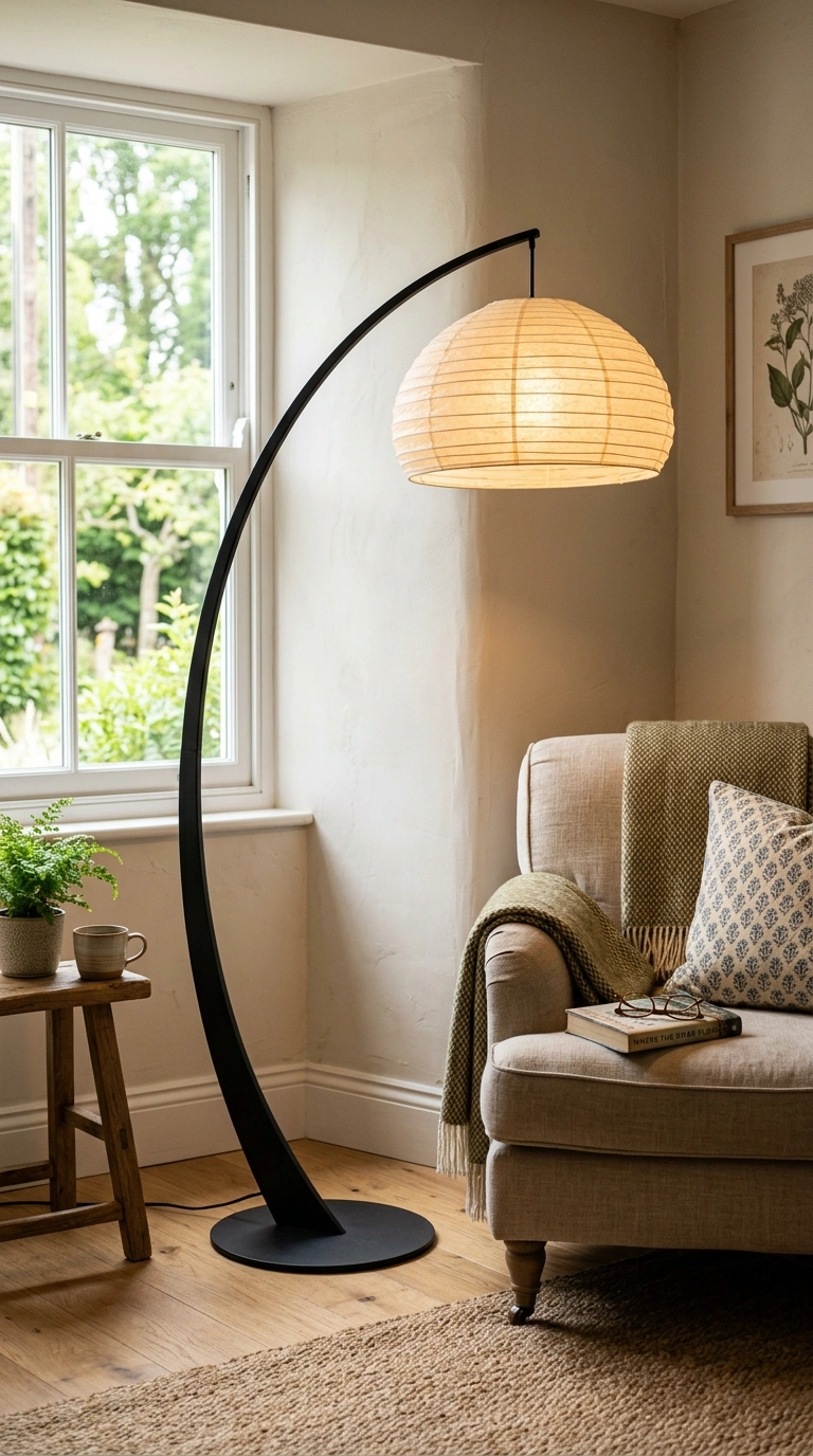006 Sculptural Floor Lamp A living room corner with a