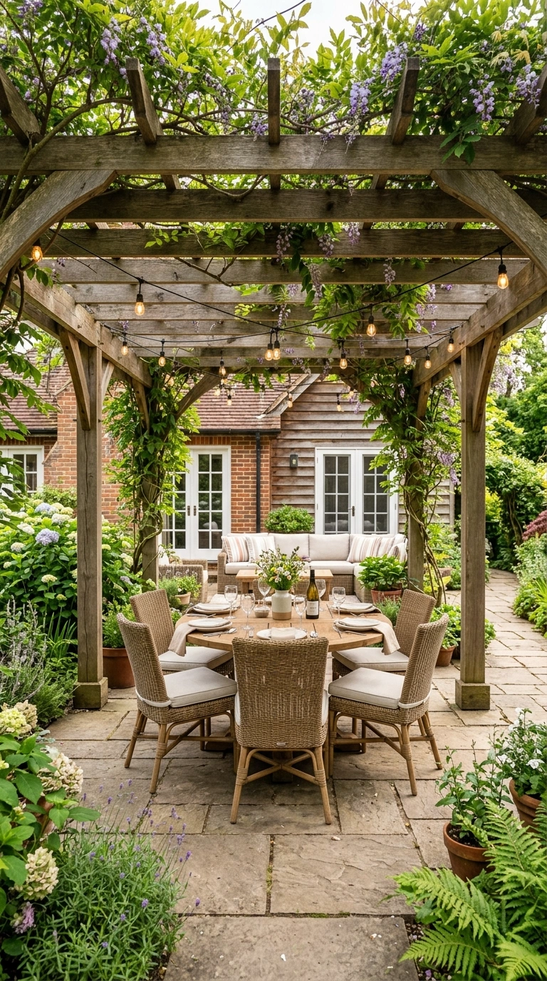 26 Outdoor Decorating Ideas for a Calm and Comfortable Backyard 7 006 Wooden Pergola Shade A backyard patio covered by a