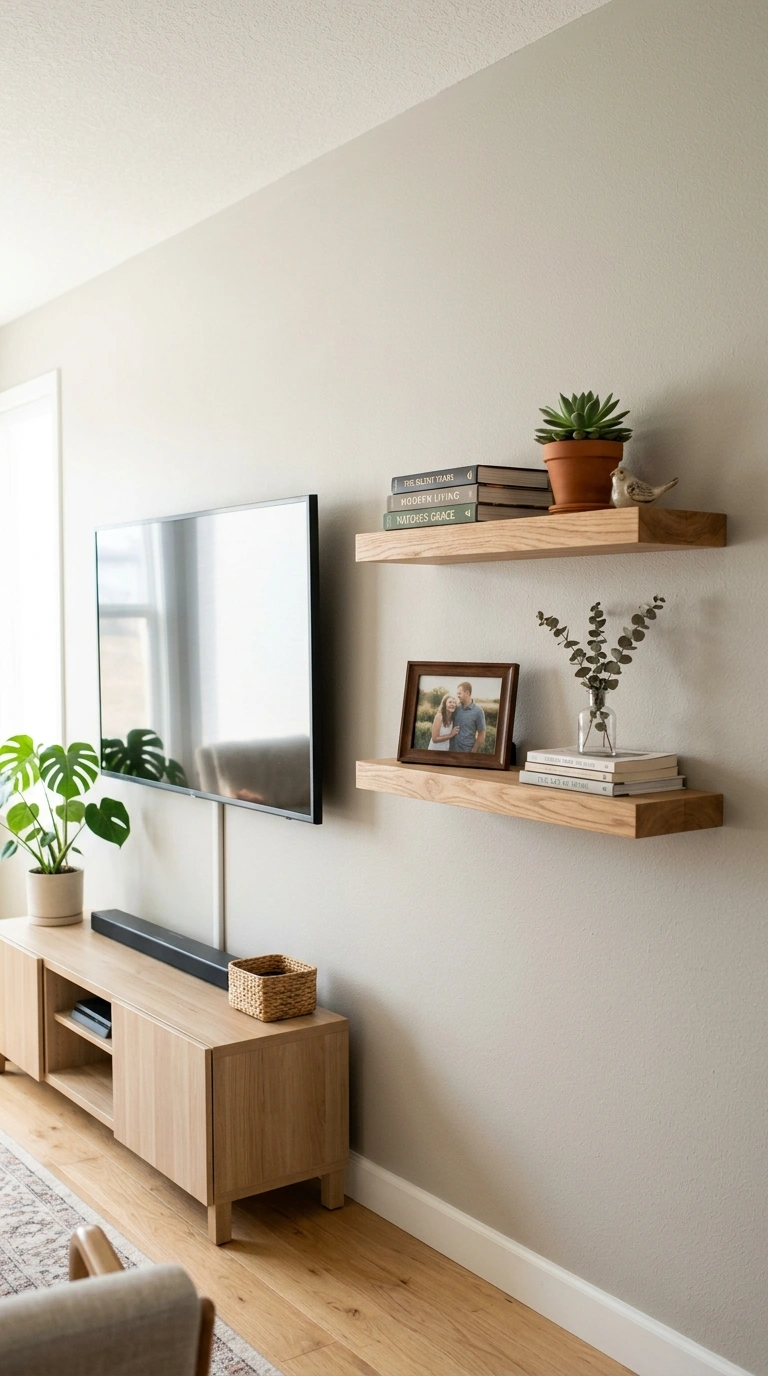 007 Add Floating Shelves Two wood floating shelves mou