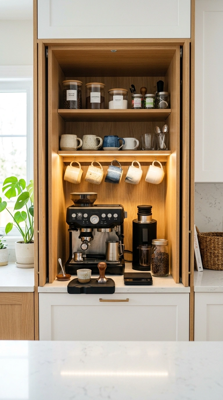 19 Coffee Station Setups That Bring Café Vibes Home 8 007 Bar Cabinet Reveal A kitchen cabinet with doors sl