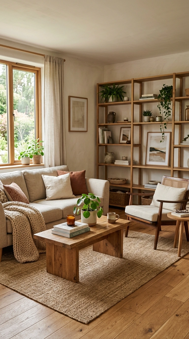 19 Stylish Living Room Ideas for a Home That Feels Put Together 8 007 Warm Wood Furniture A living room with a wood coff