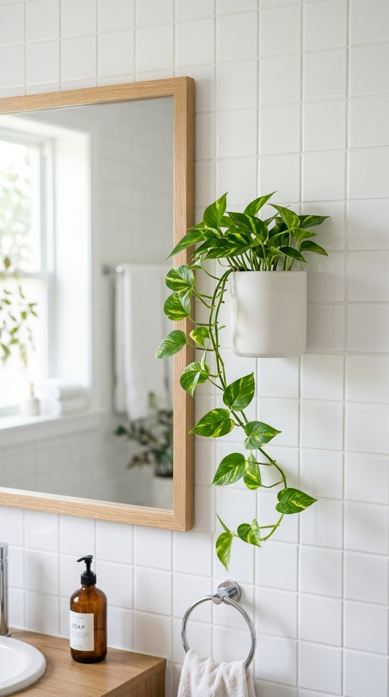23 Small Bathroom Wall Decor Ideas That Make a Big Impact 9 008 Ceramic Wall Planter A white ceramic wall planter