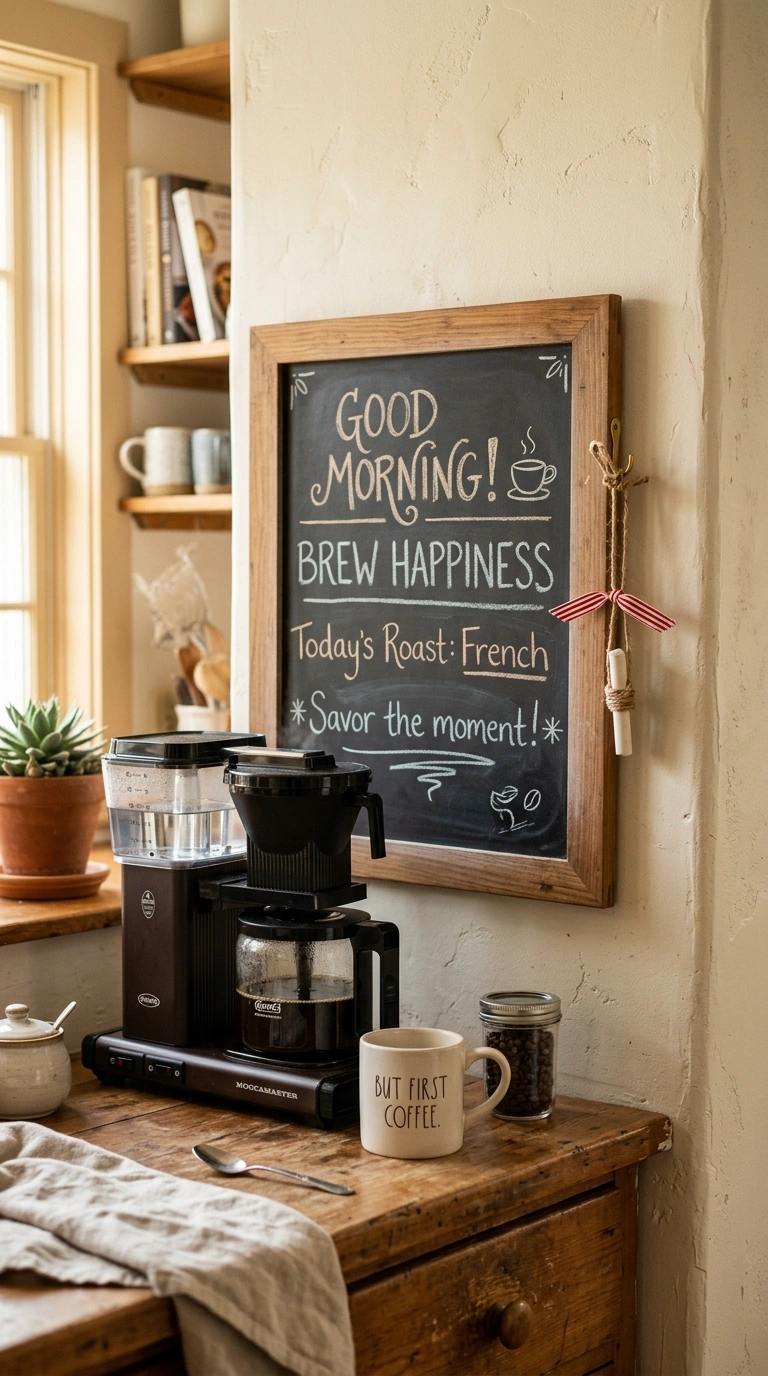 008 Coffee Station With Chalkboard A small wood framed