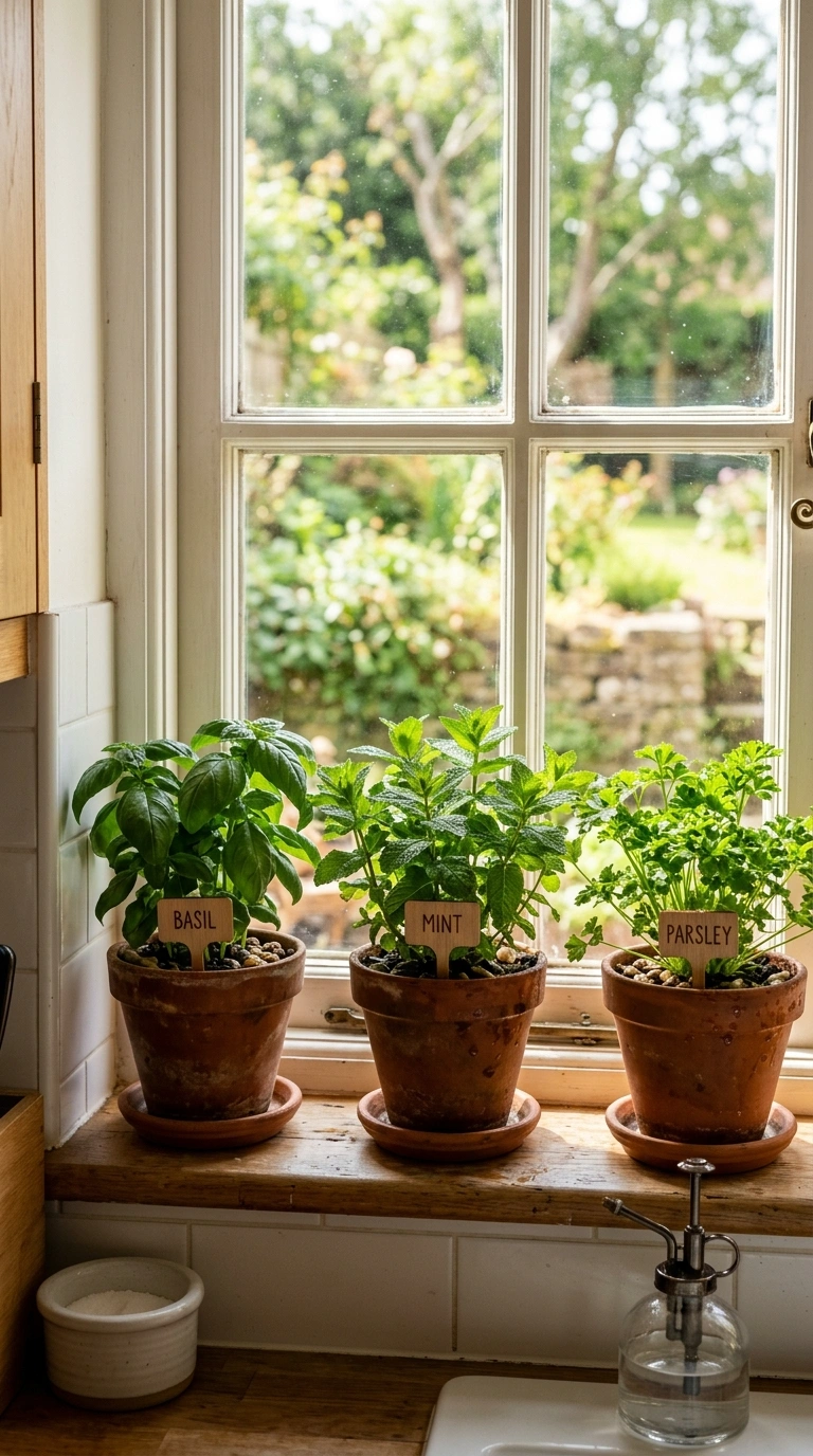 25 Seasonal Decor Ideas to Keep Your Home Feeling Fresh All Year 9 008 Potted Herb Windowsill A sunny kitchen windowsill