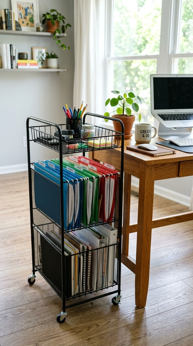 008 Rolling File Cart A slim three tier rolling file c