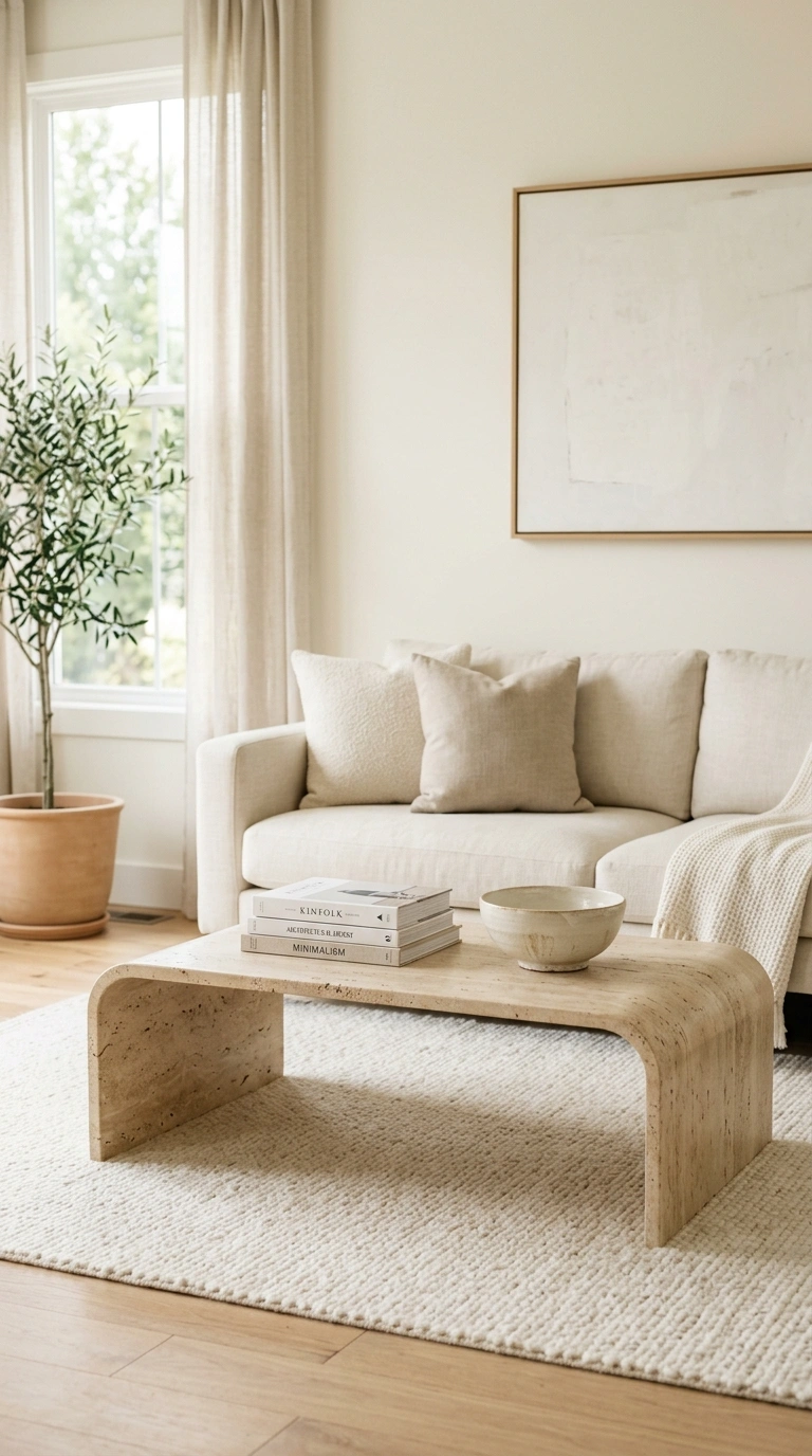 008 Statement Coffee Table A living room with a curved