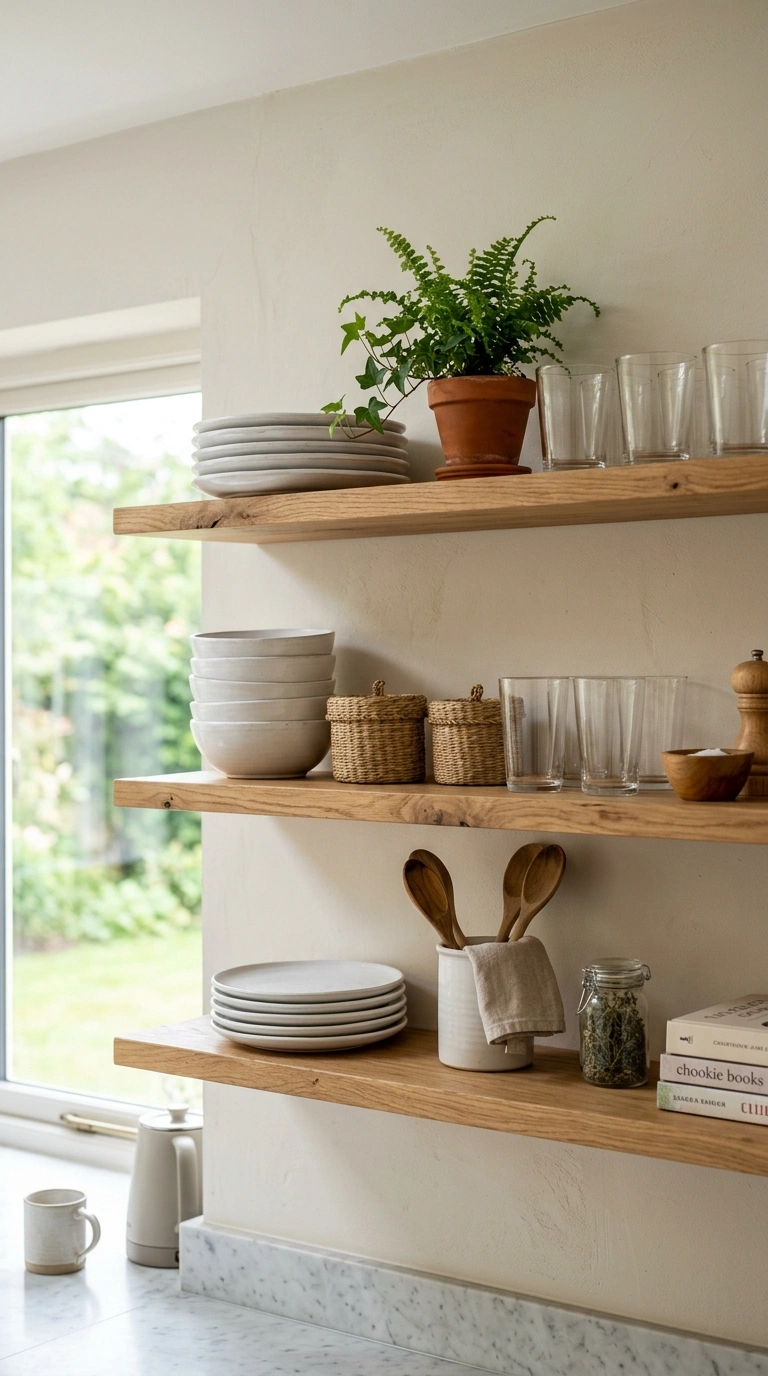 24 Simple Kitchen Makeover Ideas for DIY and Budget-Friendly Updates 9 008 Style Open Shelves Open kitchen shelves styled wit