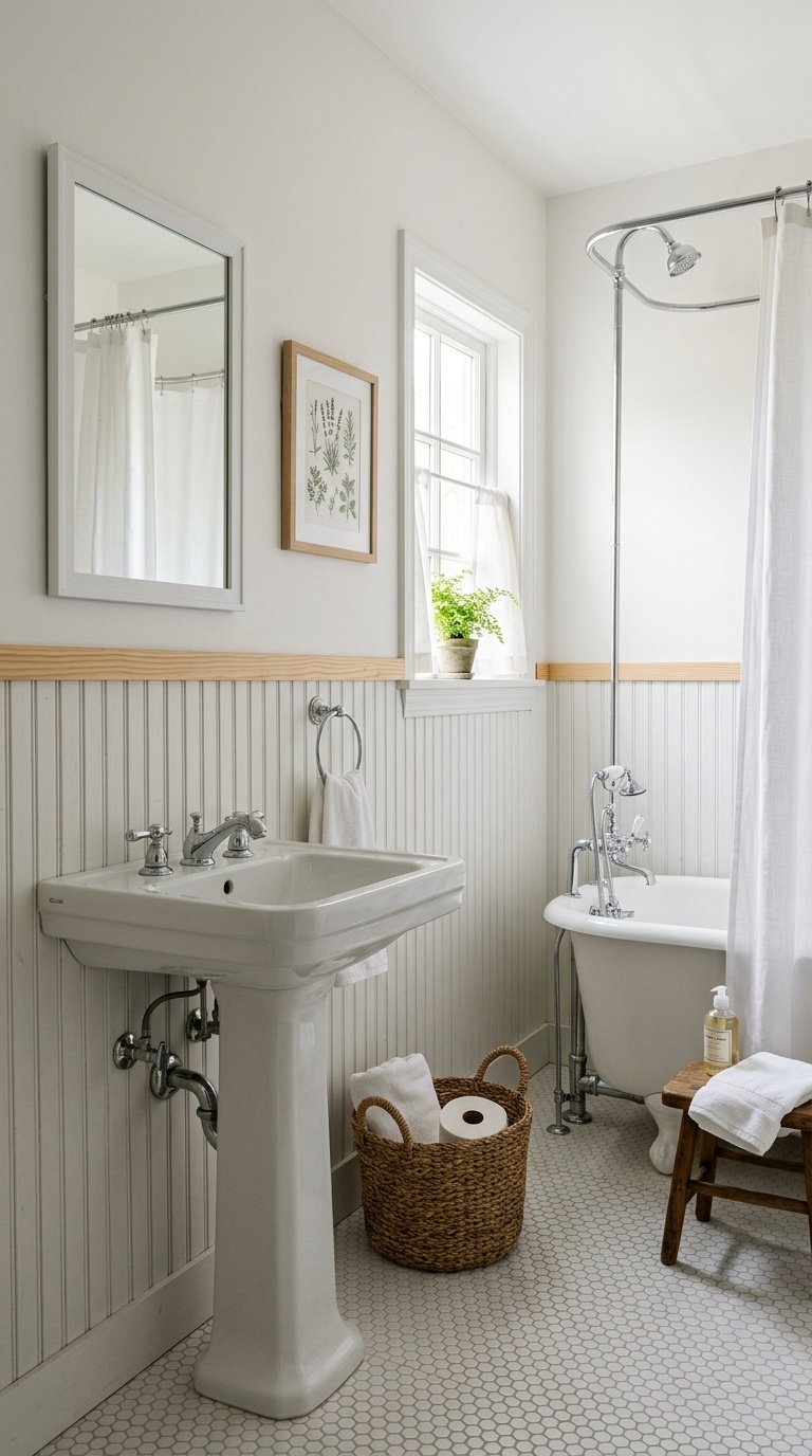 23 Small Bathroom Wall Decor Ideas That Make a Big Impact 10 009 Beadboard Wall Panel A small bathroom with white b