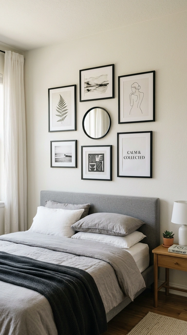 22 Bedroom Decor Ideas That Make Your Space Feel More Luxurious 10 009 Gallery Wall Frames A bedroom wall above a bed wit