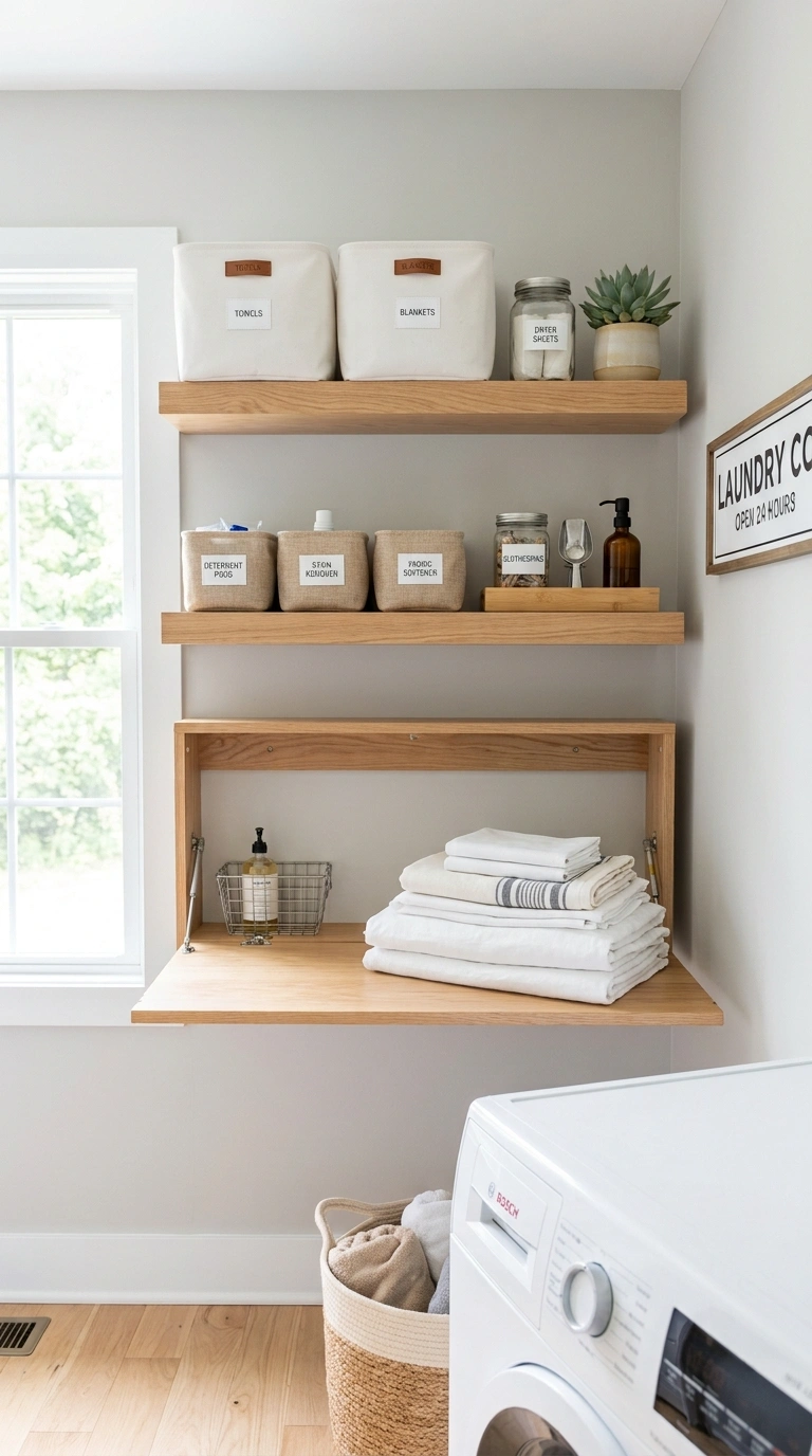 009 Shelves Over Folding Table Two floating shelves mo