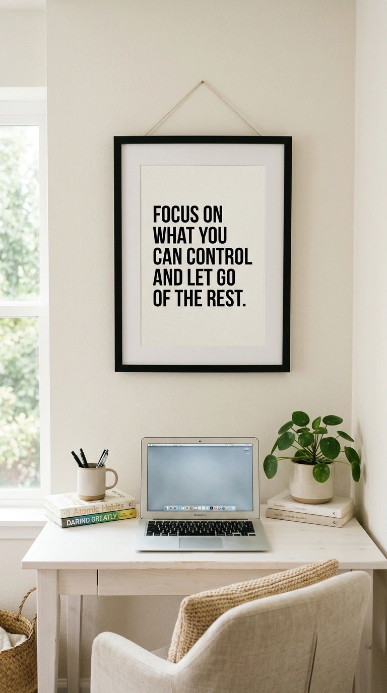 25 Office Decor Ideas for Women That Feel Stylish and Personal 11 010 Framed Motivational Prints A home office wall abov