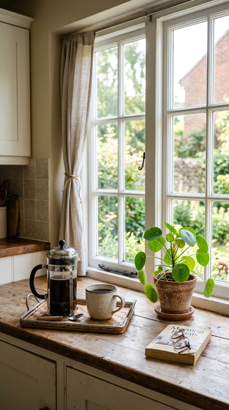 010 Windowsill Coffee Nook A deep kitchen windowsill h