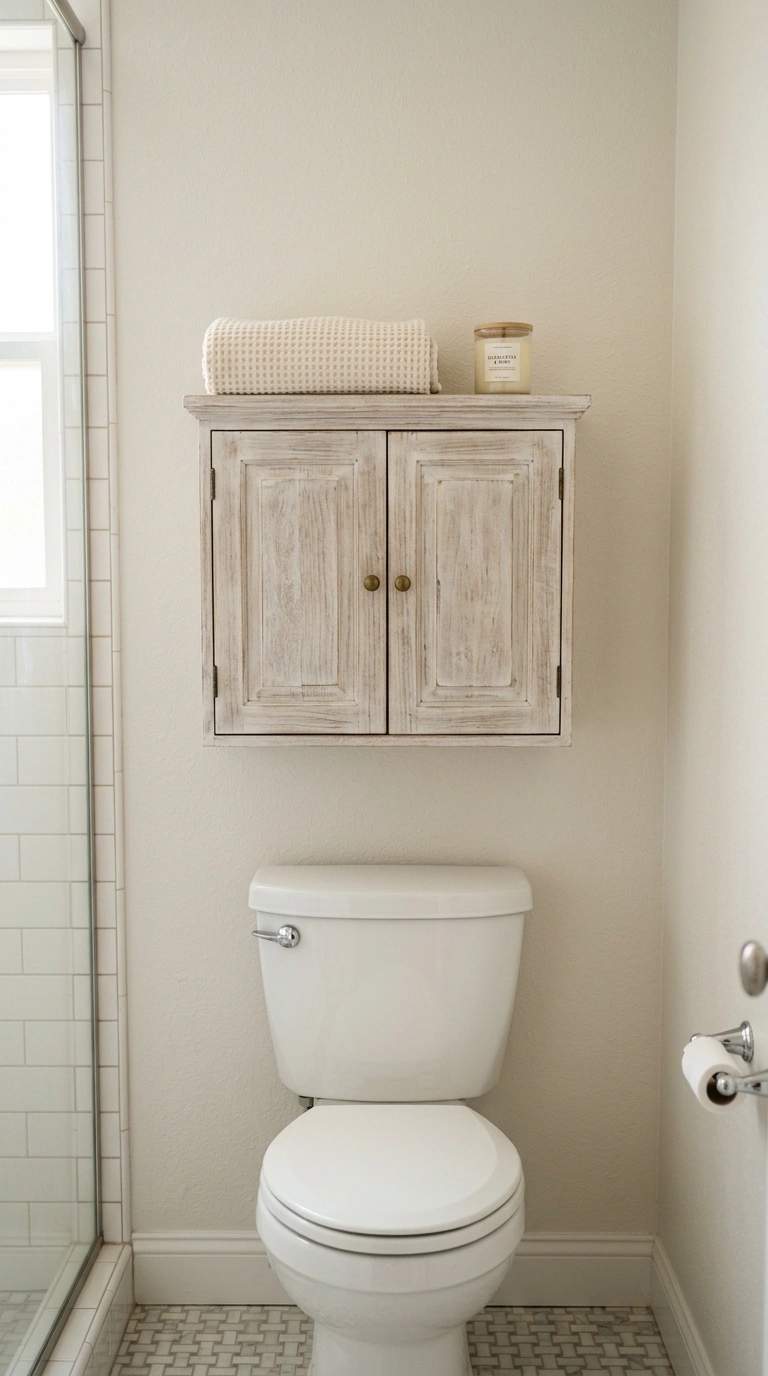 010 Wooden Wall Cabinet A small whitewashed wood cabin
