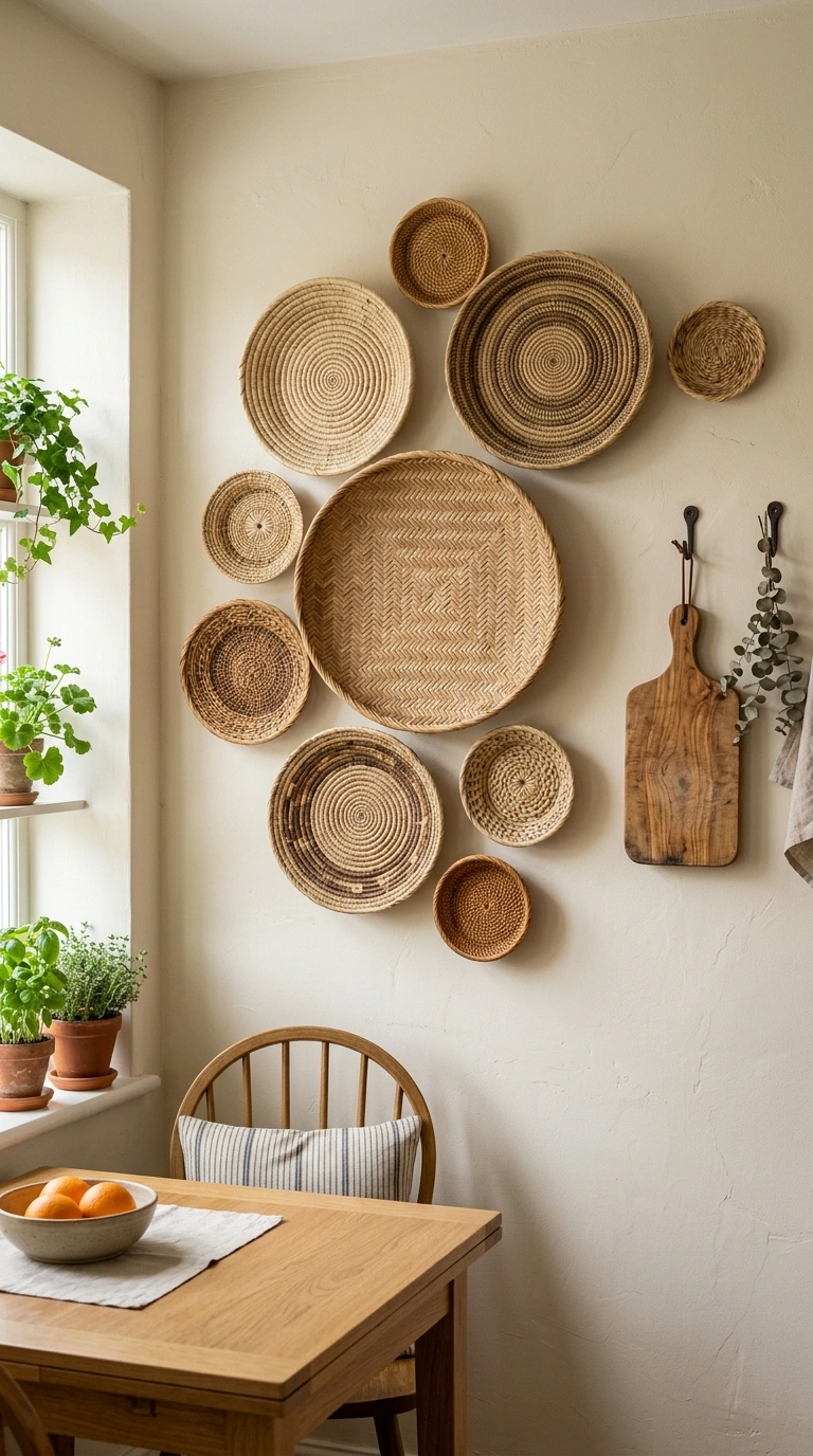010 Woven Wall Basket A kitchen dining nook wall decor