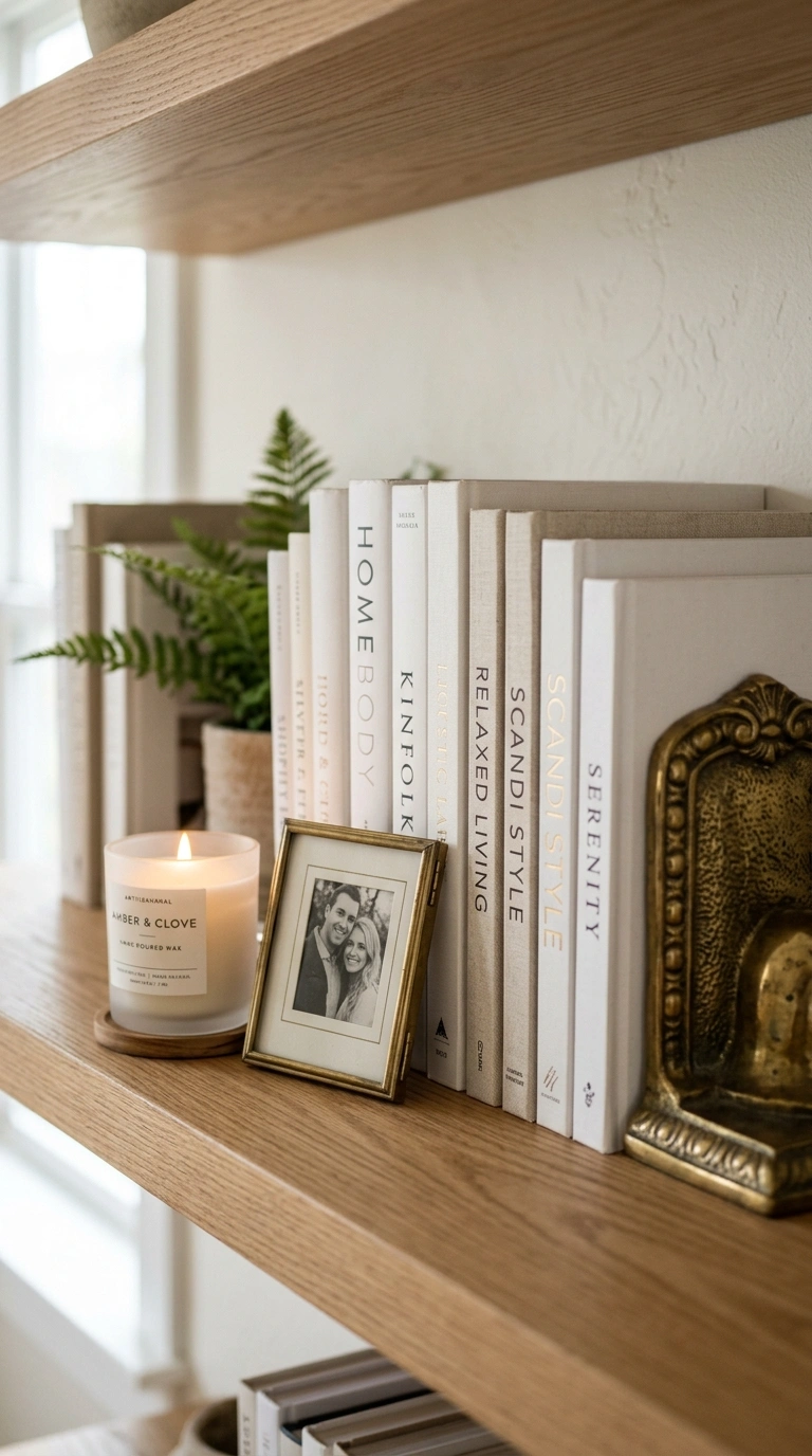 25 Office Decor Ideas for Women That Feel Stylish and Personal 12 011 Chic Bookend Display A close up of a shelf with br