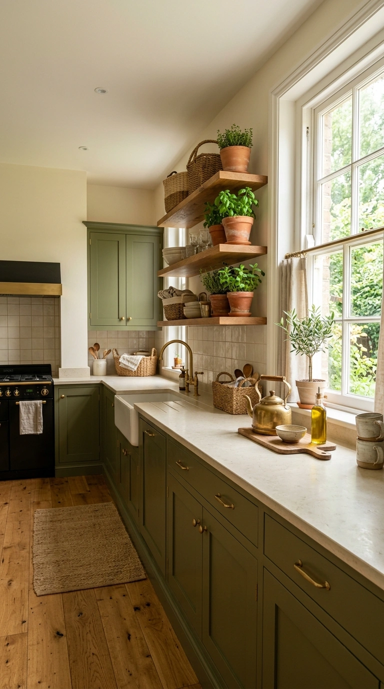 011 Olive Green Kitchen A kitchen with olive green cab