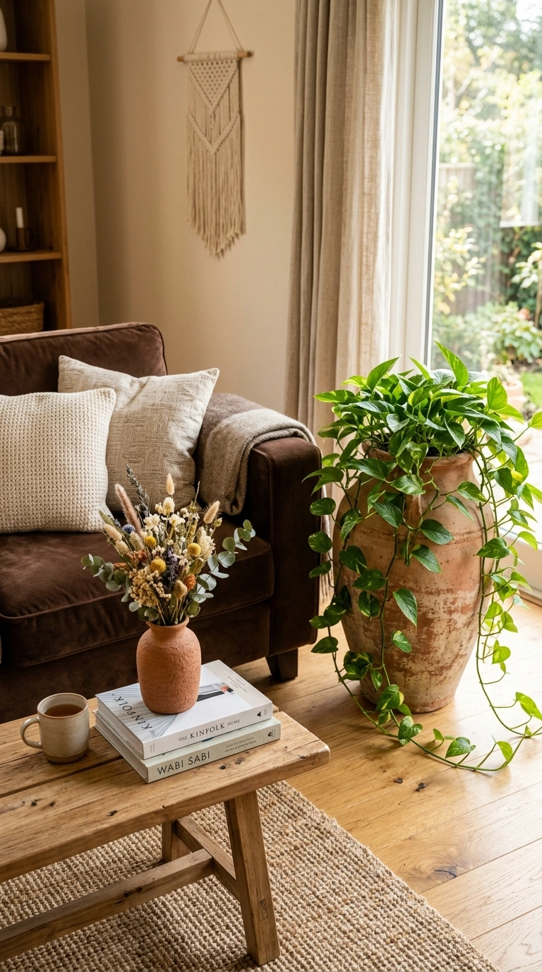 011 Terracotta Accent Pieces A living room with a choc