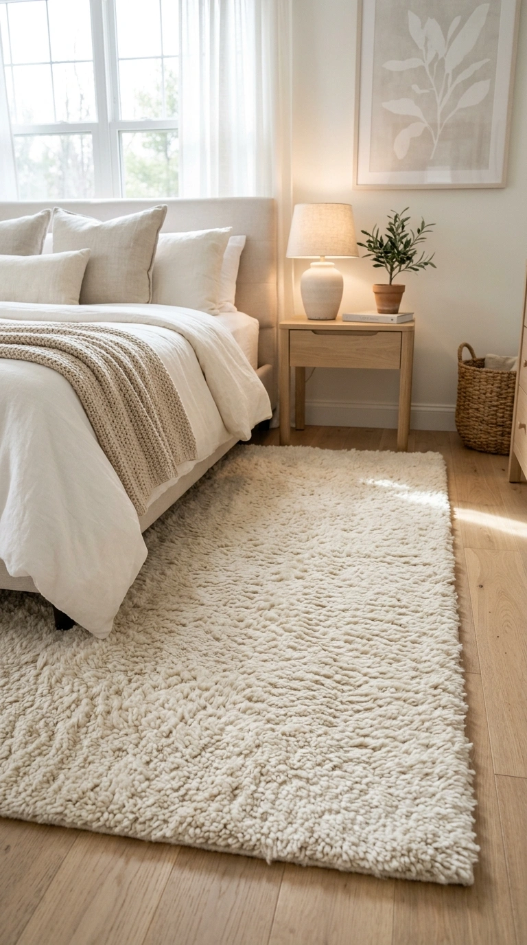 19 Ways to Give Your Guest Bedroom a Boutique-Hotel Touch 13 012 Plush Area Rug A textured cream area rug placed be