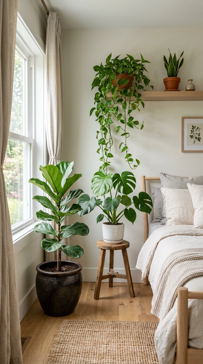 013 Plant Corner Display A bedroom corner with a clust