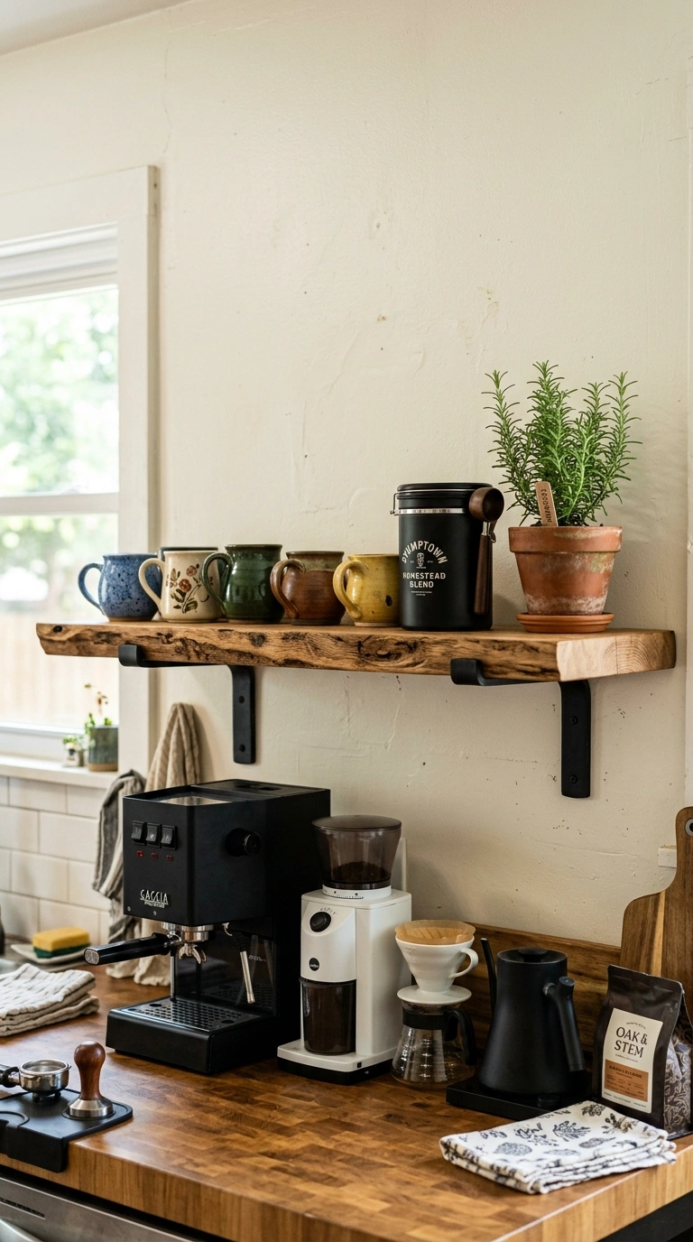013 Rustic Wood Coffee Shelf A thick live edge wood sh