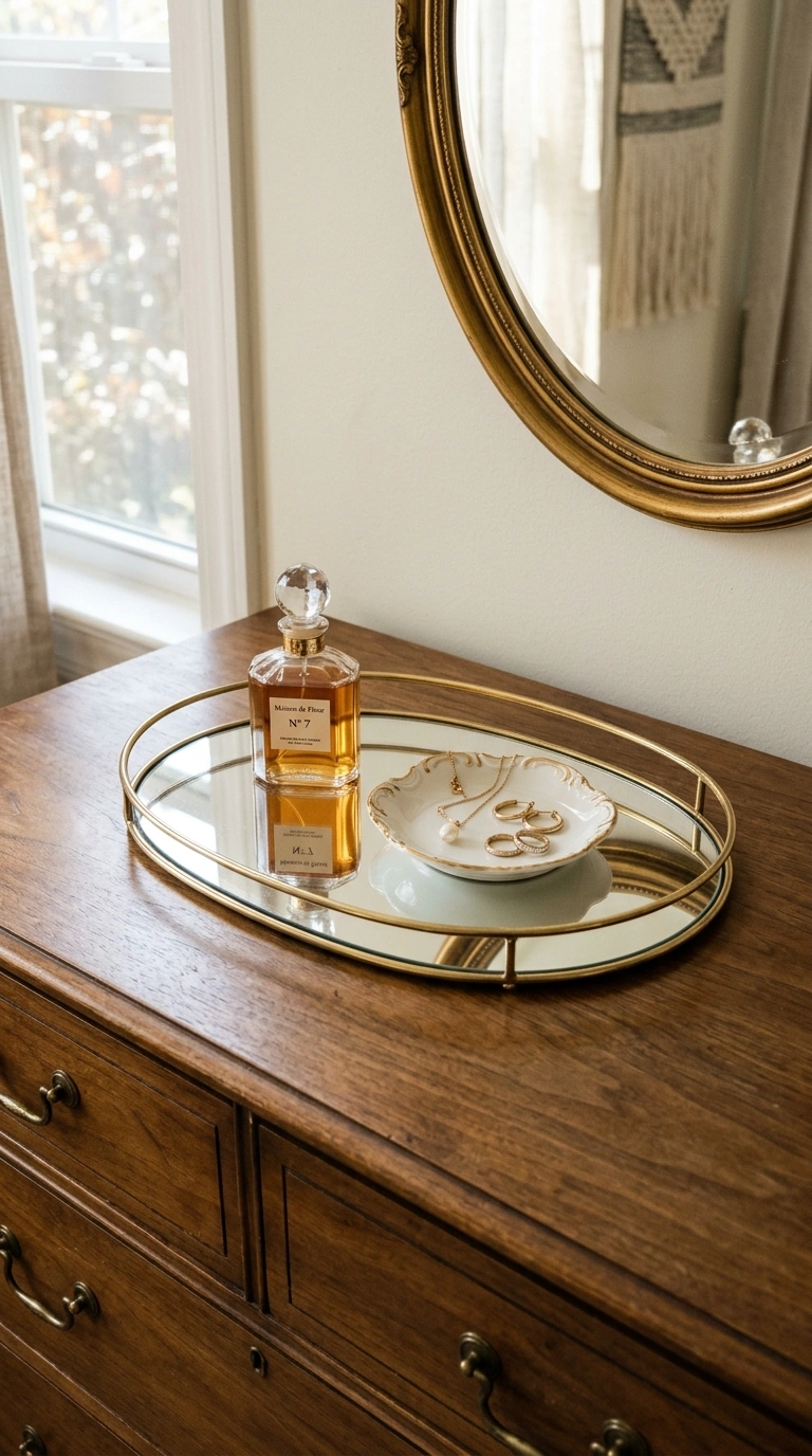 22 Bedroom Decor Ideas That Make Your Space Feel More Luxurious 15 014 Mirrored Dresser Top A wood dresser with a mirrore