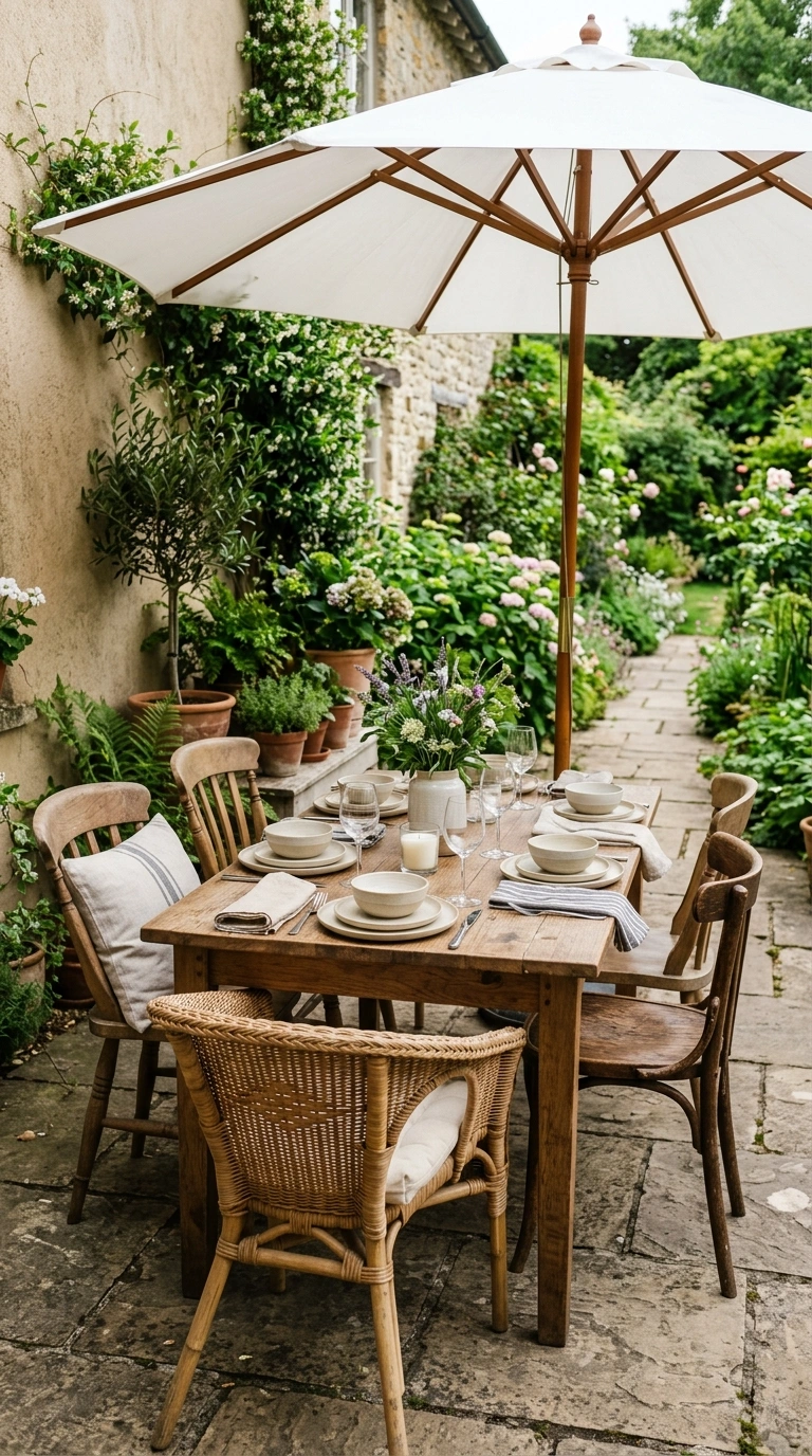 19 Patio Trends to Watch If You Love Outdoor Living 15 014 Shaded Dining Nook A patio dining nook with a wood