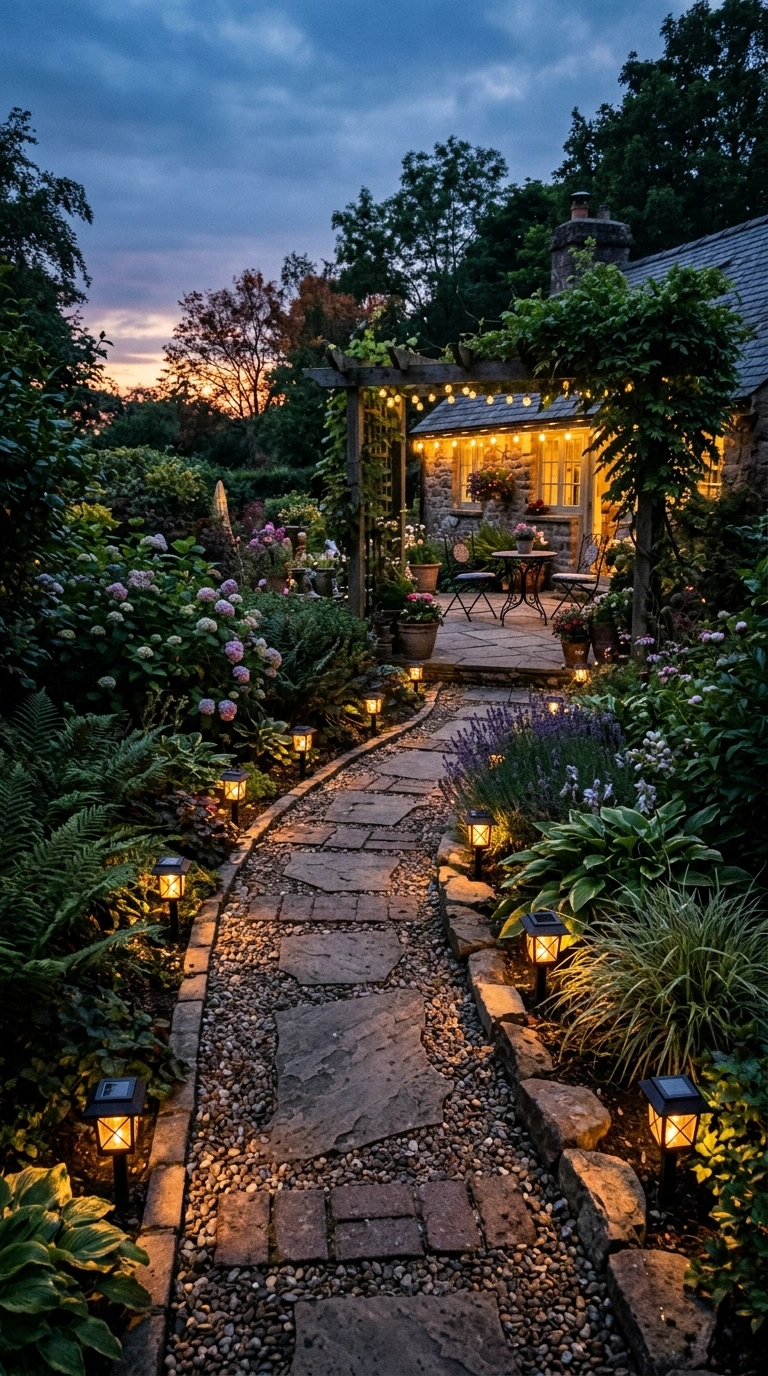 014 Solar Lantern Path A garden path leading to a pati