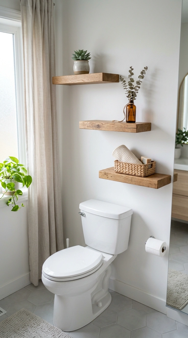 015 Cascading Shelf Set Three floating wood shelves mo