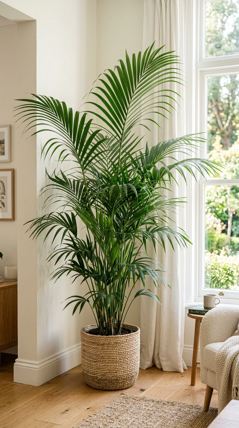 015 Potted Palm Corner A large potted kentia palm in a