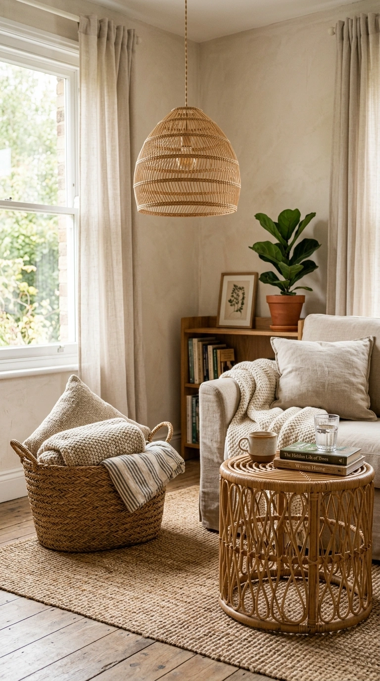 19 Stylish Living Room Ideas for a Home That Feels Put Together 16 015 Woven Natural Textures A living room with a rattan