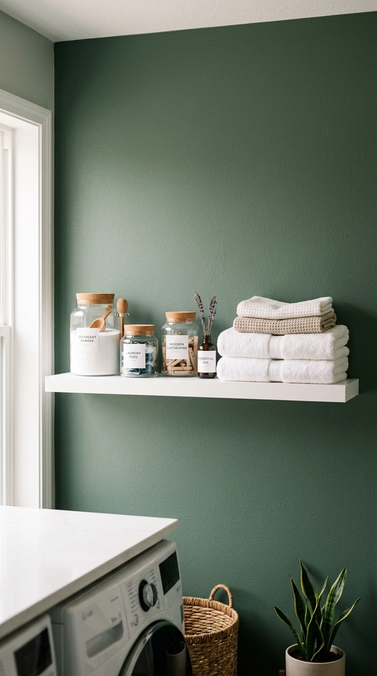016 Painted Shelf Backdrop A single white floating she